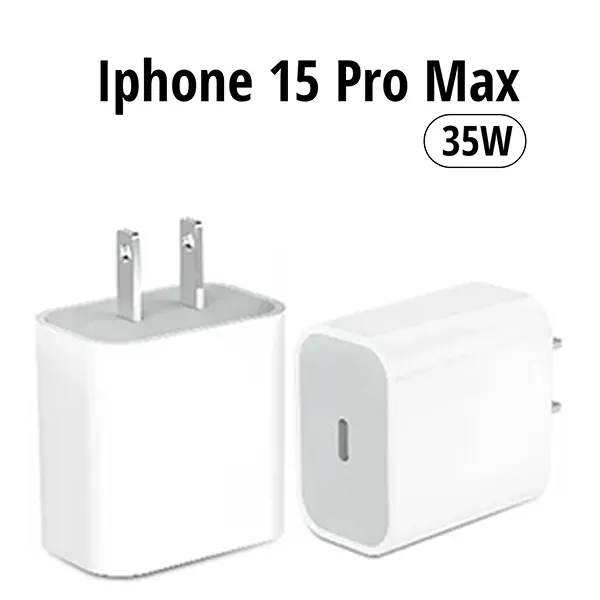 IPHONE 15 PRO MAX 2 PIN (US PIN) 35W USB-C POWER ADAPTER WITH USB-C TO C CABLE