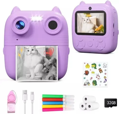 D8s Childrens Time Front/back Rear Hd Digital Thermal Print Camera 1080p 48mp