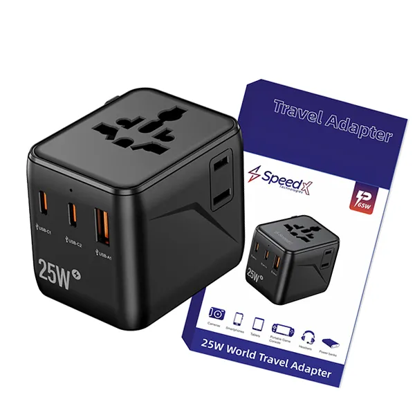 SPEEDX SP-TCW02 TRAVEL ADAPTER 25W PD 2C+1A+2AC FAST CHARGING (NEW)
