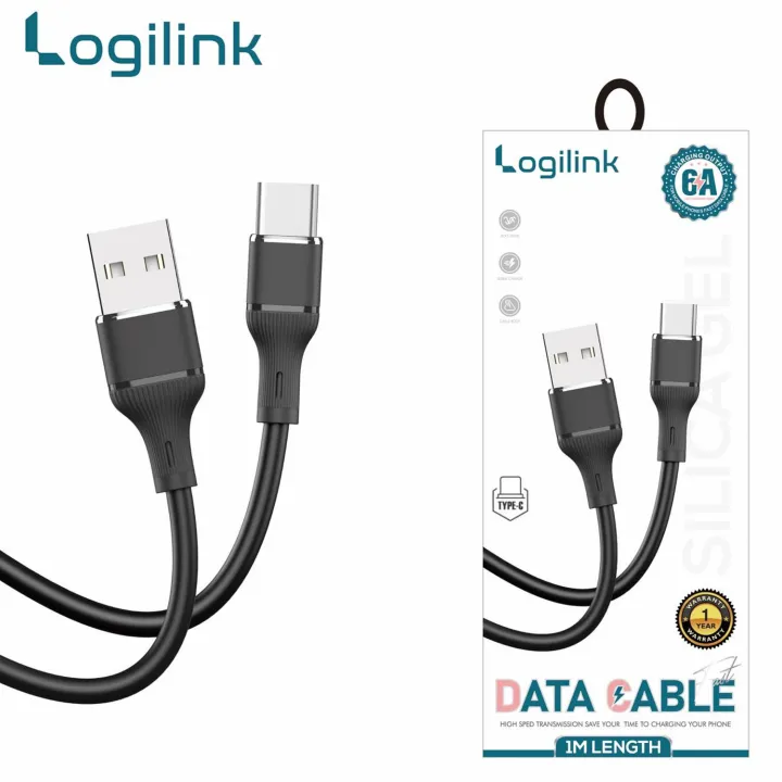 LOGILINK USB TO TYPE C SILICONE FAST CHARGING DATA CABLE 1M (1 YEAR WARRANTY)