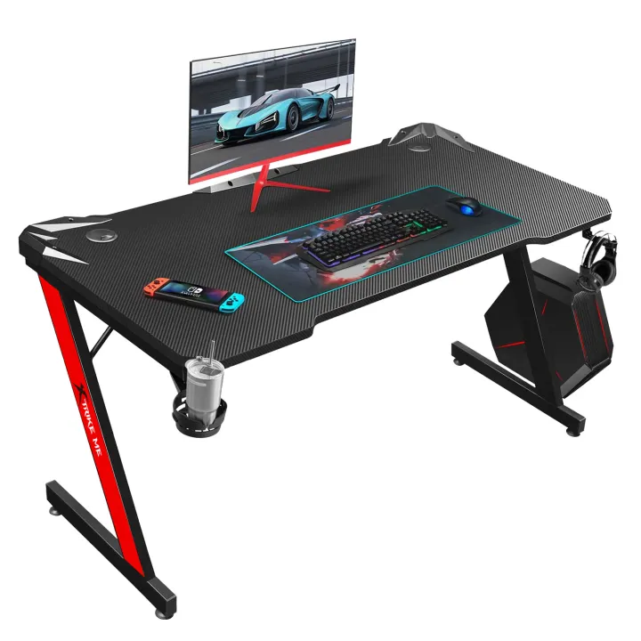 Xtrike Me Dk-02 Ergonomic Computer Desk With Headphone Hook And Cup Holder Z-shaped Legs Black