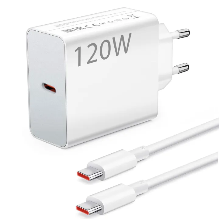 XIAOMI 120W EU PLUG QC3.0 FAST QUICK WALL CHARGER WITH TYPE-C TO C CABLE