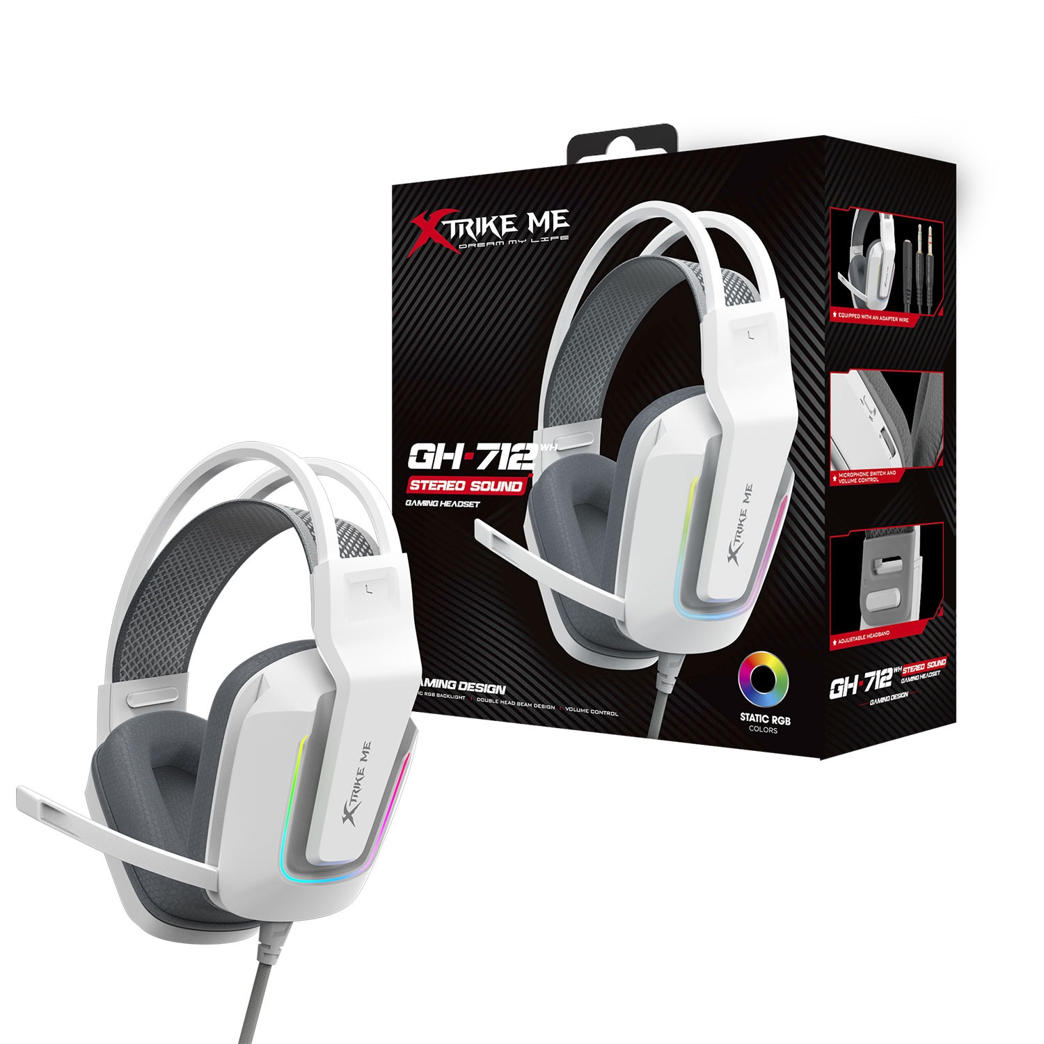 Xtrike Me Gh712 Rgb Gaming Headset With Noise Reduction Microphone White - Image 5