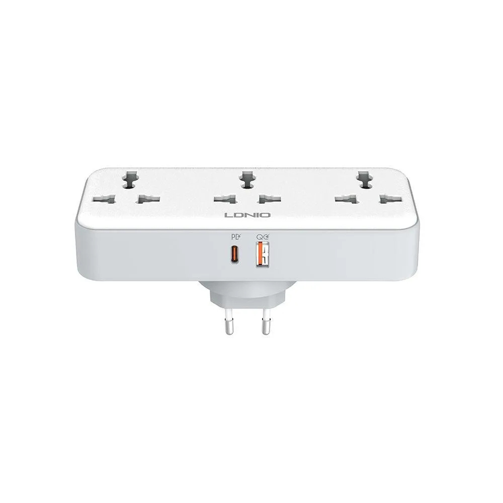 LDNIO SC3317 Plug Expansion Socket with USB Wall Plug Adapter 3 Way 1 to 3 Power Expansion Adapter